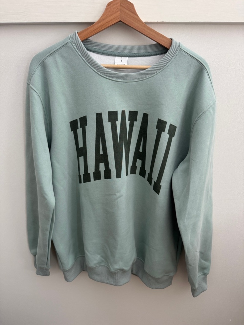 Hawaii Crewneck Sweatshirt Green Graphic Pullover Aloha State Women’s Size L